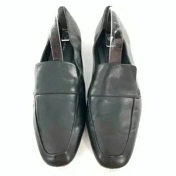 Via Spiga flats size 11 41 black leather minimalist Academia slip on loafers - Picture 14 of 14
